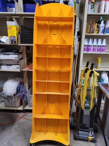 orange rolling plastic shelving unit