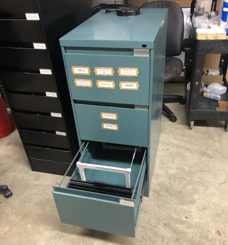 3 drawer green cabinet