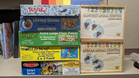 Boxes of used puzzles