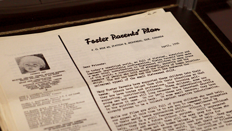 A news article titled “Foster Parents’ Plan” dated April 1956.  