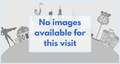 tourist icons and an illustration of Abraham Lincoln in grayscale behind blue text that reads, "No images available for this visit."