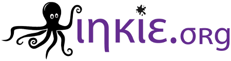 Logo with the words inkie.org and a friendly octopus.